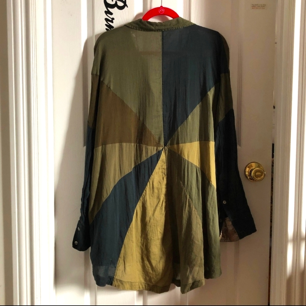 Free People Shirt w intricate patchwork pattern
